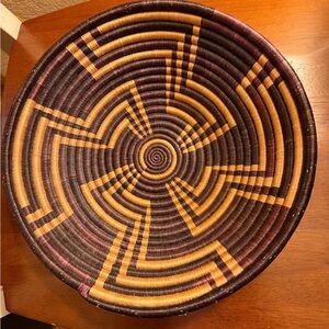 Handwoven Decorative Basket 12”across 2 “deep